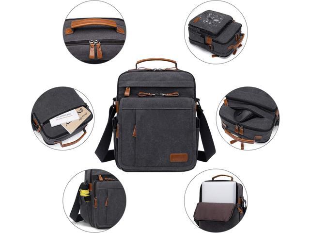 ESTARER Mens Messenger 13.3 inch Laptop Bag, Water-resistant Canvas Computer Briefcase Satchel Work Shoulder Bag Purse