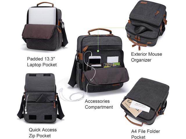 ESTARER Mens Medium Messenger Bag for 13.3'' laptop, Water-resistant Vertical 12.9'' Shoulder Bag Tablet Carry Case