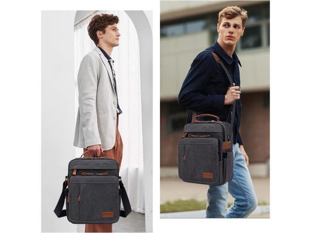 ESTARER Mens Medium Messenger Bag for 13.3'' laptop, Water-resistant Vertical 12.9'' Shoulder Bag Tablet Carry Case