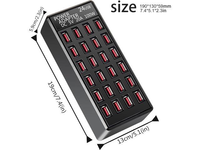 100w 24(20A) Port, USB Fast Charging Station,Travel Desktop USB Rapid Charger,Multi Ports Charging Station Organizer Compatible with...