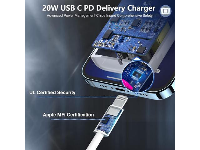 iPhone 13 14 Charger Cable,[Apple MFi Certified]2Pack iPhone Fast Charger 20W Type C Wall Charger Travel Plug Adapter USB C to Lightning Cable for...