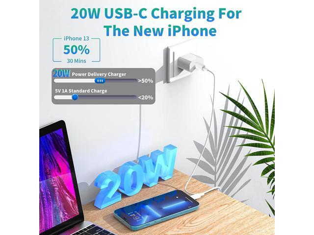MFi CertifiediPhone 14 Fast Charger, Linocell 2Pack 20W PD USB-C Power Type-C Wall Charger Adapter with 6FT Type-C to Lightning Cable Compatible...