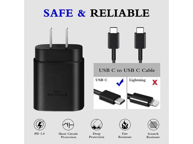 Type C Charger, 2-Pack 25W Type C Super Fast Charging with 6ft Android Type C Phone Charger Cable Compatible with Galaxy S23...