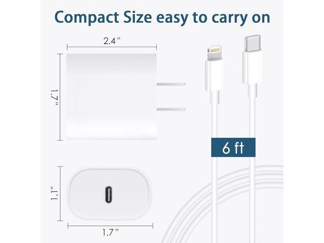 Phone Charger Fast Charging, MFi Certified 2-Pack 20W USB-C Fast Charger with 6FT Fast Charging Cable for IP 14/13/12/11/Xs/8, i Pad and More