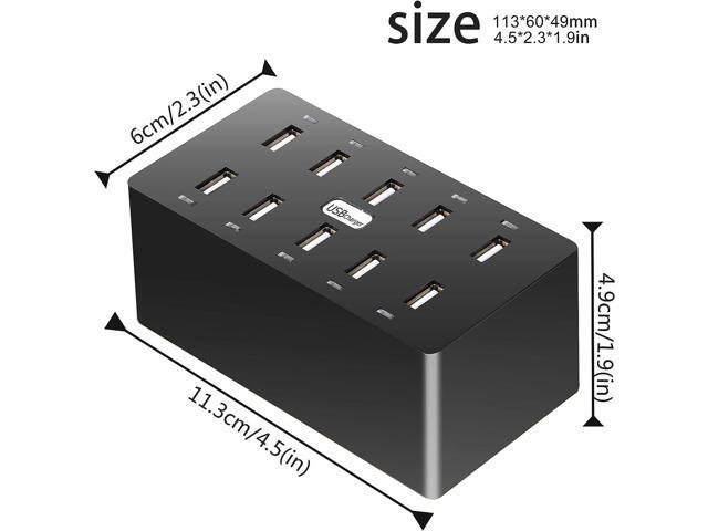 10 Ports Wall Charger, 50W 10-Port Family-Sized Desktop USB Rapid Charger,Multiple Charging Station,Compatible with Smartphones and Other USB...