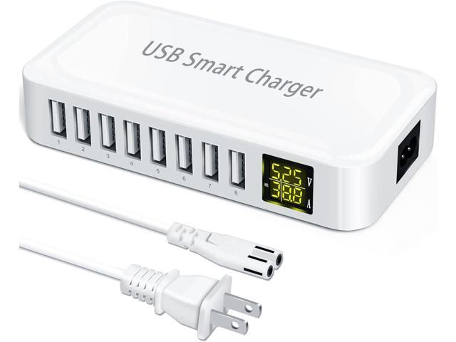 USB Charging Station, Ziwodiv 8-Port 60W/12A USB Charger Station, Multi Ports USB-A Charging Hub with LED Display, Compact Desktop Charger for...