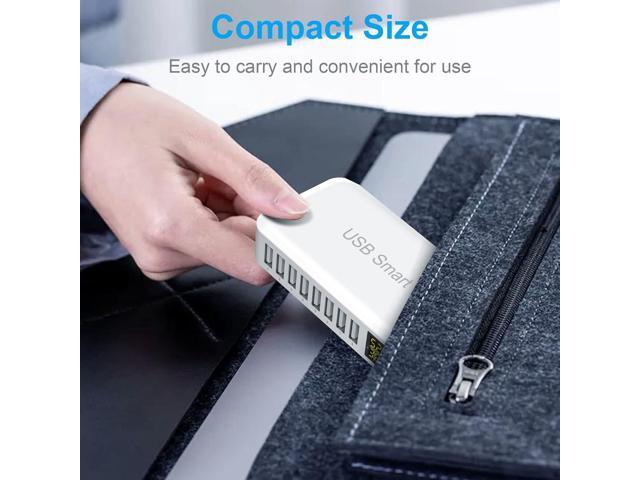 USB Charging Station, Ziwodiv 8-Port 60W/12A USB Charger Station, Multi Ports USB-A Charging Hub with LED Display, Compact Desktop Charger for...