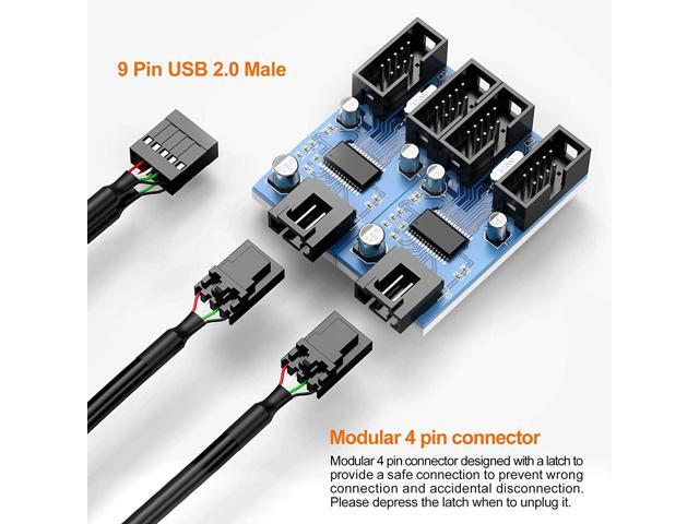 Motherboard USB2.0 9pin USB Header Splitter Male 1 to 4 Female Extension Cable30cm/0.98ftCard Control PCB Board USB HUB 9-pin Splitter Adapter Port...