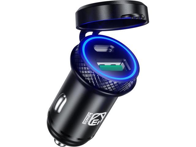KEWIG USB C Car Charger, 60W/5A Super Mini Fast Car Charger Cigarette Lighter Adapter QC3.0 & PD Type C Dual Port
