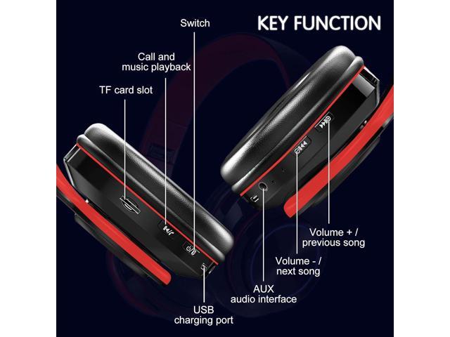 Bluetooth Wireless Over Ear Headphones, HiFi Stereo Sound Foldable Headphones,Colorful LED Lights Headphones with Built-in Mic,Wired for...