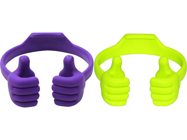 HONSKY Thumbs-Up Phone Stand for Tablets, E-Readers and Smart Phones Green/Purple 2 Count