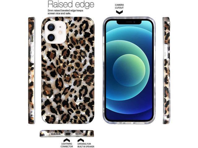 J. west Case Compatible with iPhone 12/12 Pro 6.1-inch, Luxury Sparkle Translucent Clear Leopard Cheetah Print Pearly Design Soft Silicone Slim TPU...