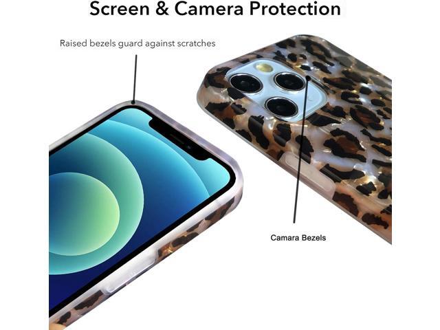 J. west Case Compatible with iPhone 12/12 Pro 6.1-inch, Luxury Sparkle Translucent Clear Leopard Cheetah Print Pearly Design Soft Silicone Slim TPU...