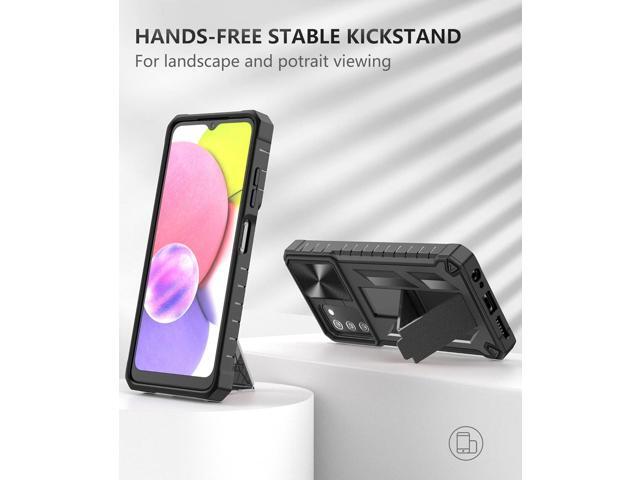 for Samsung Galaxy A03s Protective Case: Military Grade Drop Proof Full Protection Mobile Phone Cover with Kickstand Rugged Shockproof TPU Matte...