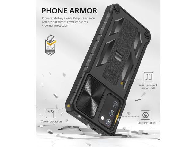 for Samsung Galaxy A03s Protective Case: Military Grade Drop Proof Full Protection Mobile Phone Cover with Kickstand Rugged Shockproof TPU Matte...
