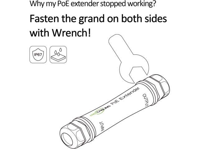 FASTCALBING Waterproof Direct Burial PoE Extender for IP Camera, Ethernet Extension Breaking 100m Distance Limit, IEEE 802.3af/at/bt, PoE+, Plug...