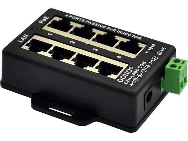 4 Ports Passive RJ45 PoE Power Injection Module, Power Over Ethernet Injector