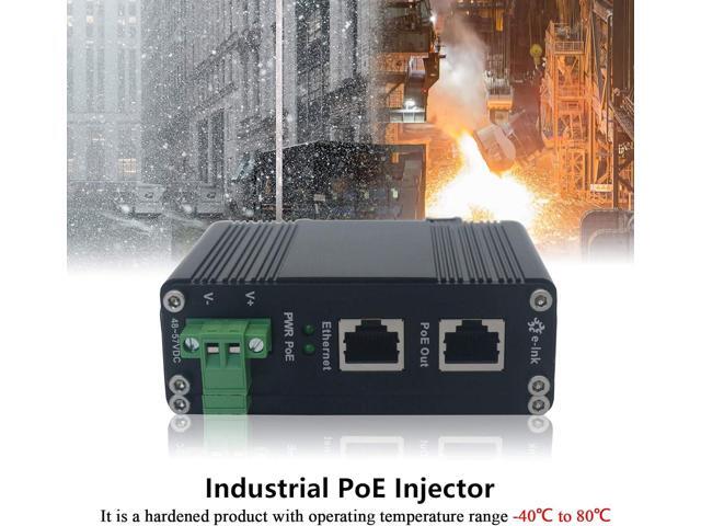 E-link Industrial Gigabit PoE++ Injector 48V DC PoE++ 95W up to 100 Meters Output DIN Rail Mount Hardened High Power PoE Adapter -40°C to 80°C IP40