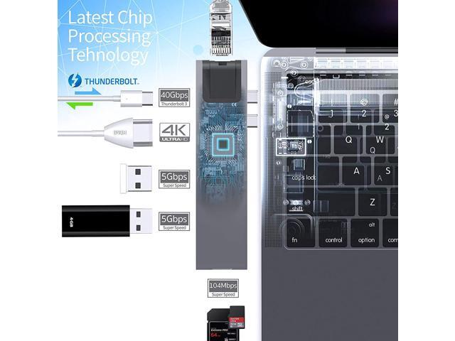 USB C Hub Adapter for MAC, 2020 Model, Multi-Port Dongle 4K HDMI, Ethernet, USB-C Thunderbolt 3, SD/Micro Card Reader, USB 3.0 - Compatible with...