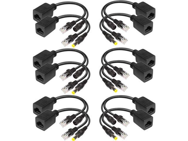 Passive PoE Injector 6 Pairs PoE Splitter Kit Passive PoE Injector and PoE Splitter Kit with 5.5x2.1 mm DC Connector RJ45 Power Over Ethernet