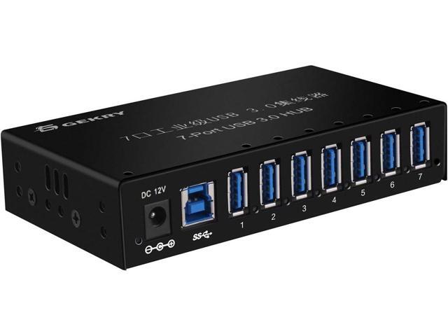 USB 3.0 Hub, USB Data Hub, Metal Case Mountable 7-Port Powered USB Hub 3.0 with 36W AC Adapter-Type A