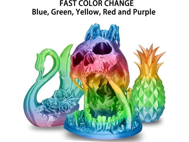 Silk PLA Filament Multicolor, 3D Printer Filament Rainbow PLA Filament 1.75mm +/- 0.02mm, 3D Printing Filament 1kg/2.2lbs
