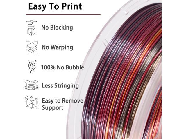 3D Printer Filament, PLA Filament Silk Gold Shiny Red Black PLA Filament 1.75mm +/- 0.02mm, 3D Printing Filament 1kg/2.2lbs