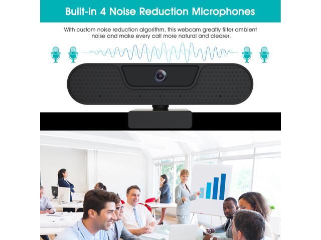 VIZOLINK 4K Webcam with 4 Noise-canceling Microphones for Computer/Laptop/Mac, Privacy Cover and Tripod, Work with Video Conference, Live...