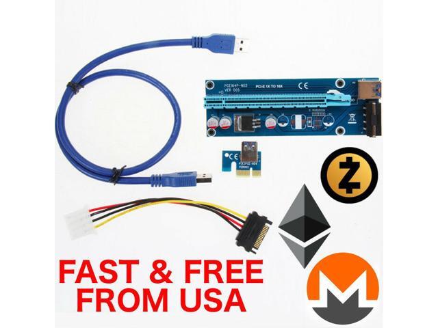 10 Lot VER006 GPU Riser PCI-E Adapter Molex Power PCI Express Slot 1X 16X Mining