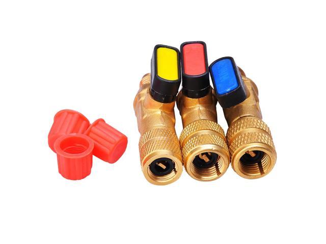 Photos - Other household accessories YescomUSA Yescom 3x Straight Ball Valves for R410a R404a R134 Ac Charging Hoses Conn 