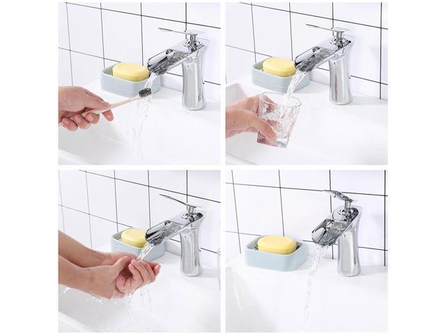 Aquaterior Single Handle Bathroom Faucet Waterfall Spout Mixer Tap Basin Lavatory Faucet Chrome (CUPC NSF)