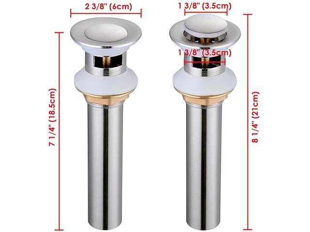 Aquaterior 1 3/8' Pop up Drain Faucet Vessel Vanity Sink Drain Stopper Brass Brushed Nickel Finish Overflow