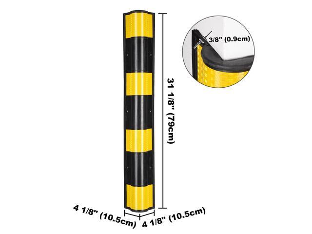 31' Rubber Corner Guard Wall Corner Protector with Reflective Yellow Strips for Garage 2pcs