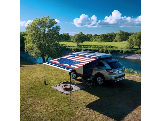 Yescom Car Side Awning Replacement 6.5x7.8 Ft Rooftop Tent SUV Outdoor Camping US Map