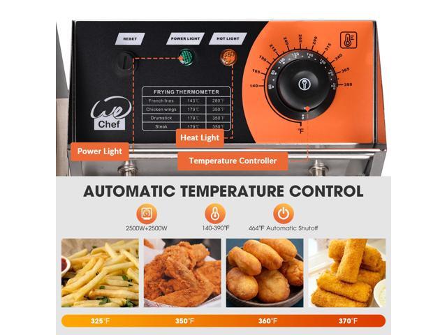 5000W 20L Electric Countertop Stainless Steel Deep Fryer Single Tank Basket Commercial Restaurant