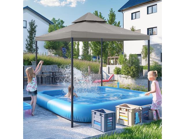 Yescom 8'x8' UV30+ Gazebo Canopy Replacement Top Cover PU Water Resistance for 2 Tier Outdoor Patio Garden Party Gray