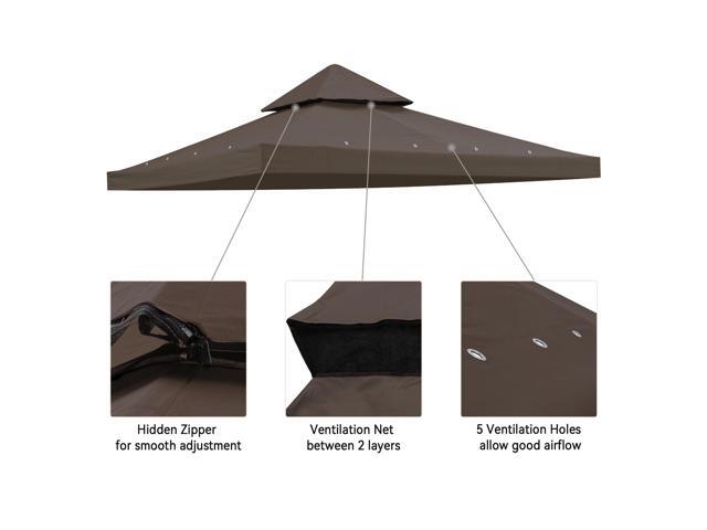 Yescom 8x8Ft 2-Tier Gazebo Top Replacement UV30+ for 2 Tier Outdoor Patio Canopy Cover Party Backyard Garden Coffee