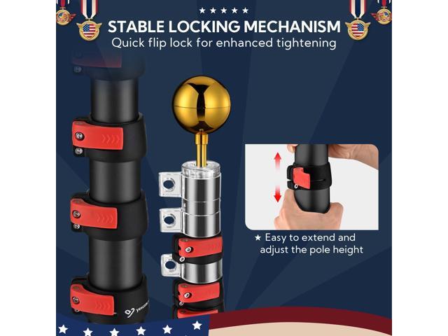 Yescom EZ GO 30Ft Commercial Telescoping Flag Pole Kit Portable Display Sign Banner Pole for Outside Hotel Business Events Advertising Flag Black
