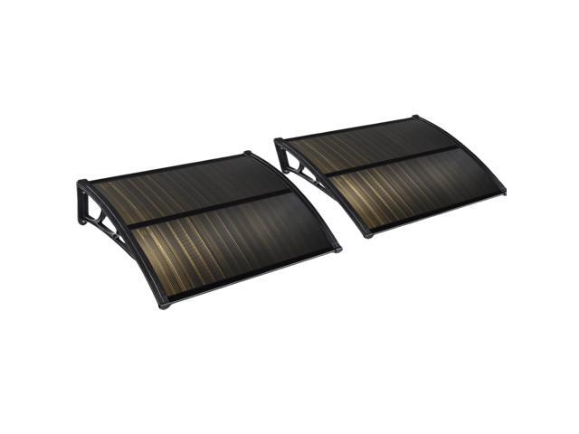 Yescom 2Pcs 39'X29' Window Awning Door Canopy Polycarbonate Anti-UV30+ Cover Outdoor Rain Snow Protection Patio Brown