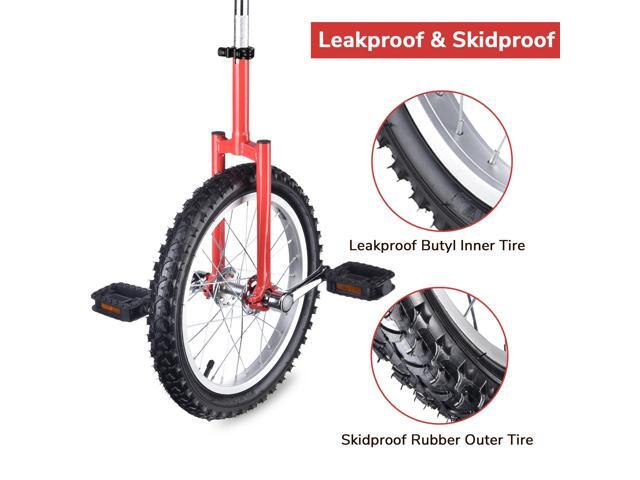 Yescom 16 In Wheel Outdoor Unicycle Adjustable Seat Exercise Bicycle Balance Training for Adults Teenagers Kids, Red