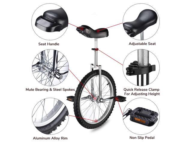 Yescom 20 In Wheel Outdoor Unicycle Leakproof Butyl Tire Circus Bike Balance Training for Adults Teenagers Kids, Silver