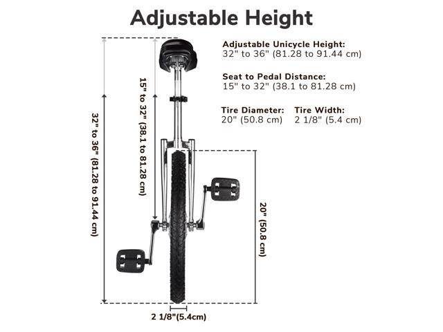 Yescom 20 In Wheel Outdoor Unicycle Leakproof Butyl Tire Circus Bike Balance Training for Adults Teenagers Kids, Silver