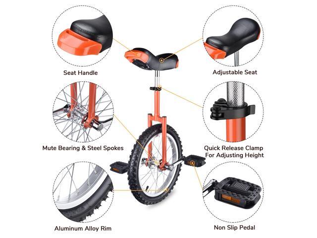 Yescom 16 In Wheel Outdoor Unicycle Adjustable Seat Exercise Bicycle Balance Training for Adults Teenagers Kids, Orange