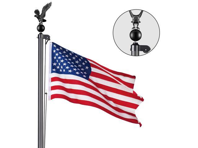 Flag Pole Parts Repair Kit Black Eagle Cleat Clip Truck Pulley Rope 20 25 30 Ft for 2' Diameter Flag Pole