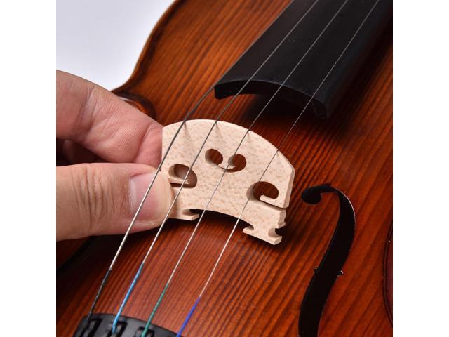 Yescom 2 Pcs Violin Bridge for 4/4 Maple Wood & 3 Set 3/4 Violin String Ball End