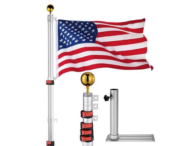 Yescom 25 ft Telescopic Aluminum Flagpole Tire Mount Stand Kit 3'x5' Flag Ball Pole Top