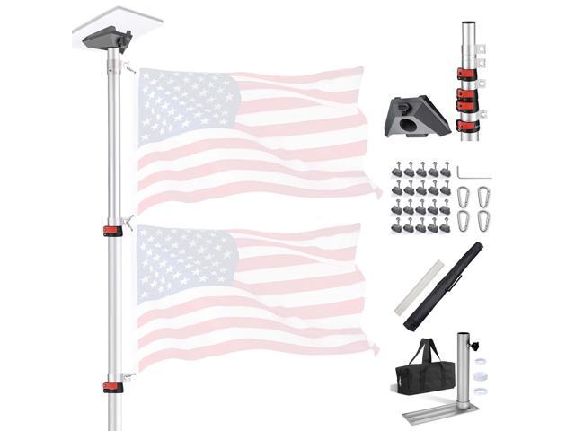 Yescom EZ GO 14ft Telescopic Flag Pole Kit with Starlink Mini Pipe Adapter & Tire Mount Base for Outdoor Tailgate Party