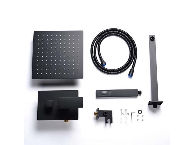 Aquaterior Shower Faucet Set Wall Mount Concealed Mixer Valve Rain Matte Black