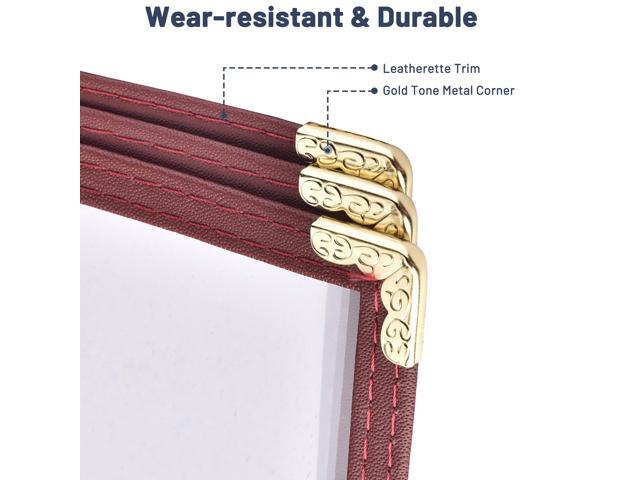 WeChef 60 Pack Restaurant Menu Covers Burgundy 8.5x14' Book Style 3 Pages 6 View