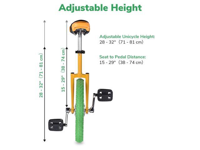 Yescom 16 In Wheel Outdoor Unicycle Adjustable Seat Exercise Bicycle Balance Training for Adults Teenagers Kids, Yellow & Green